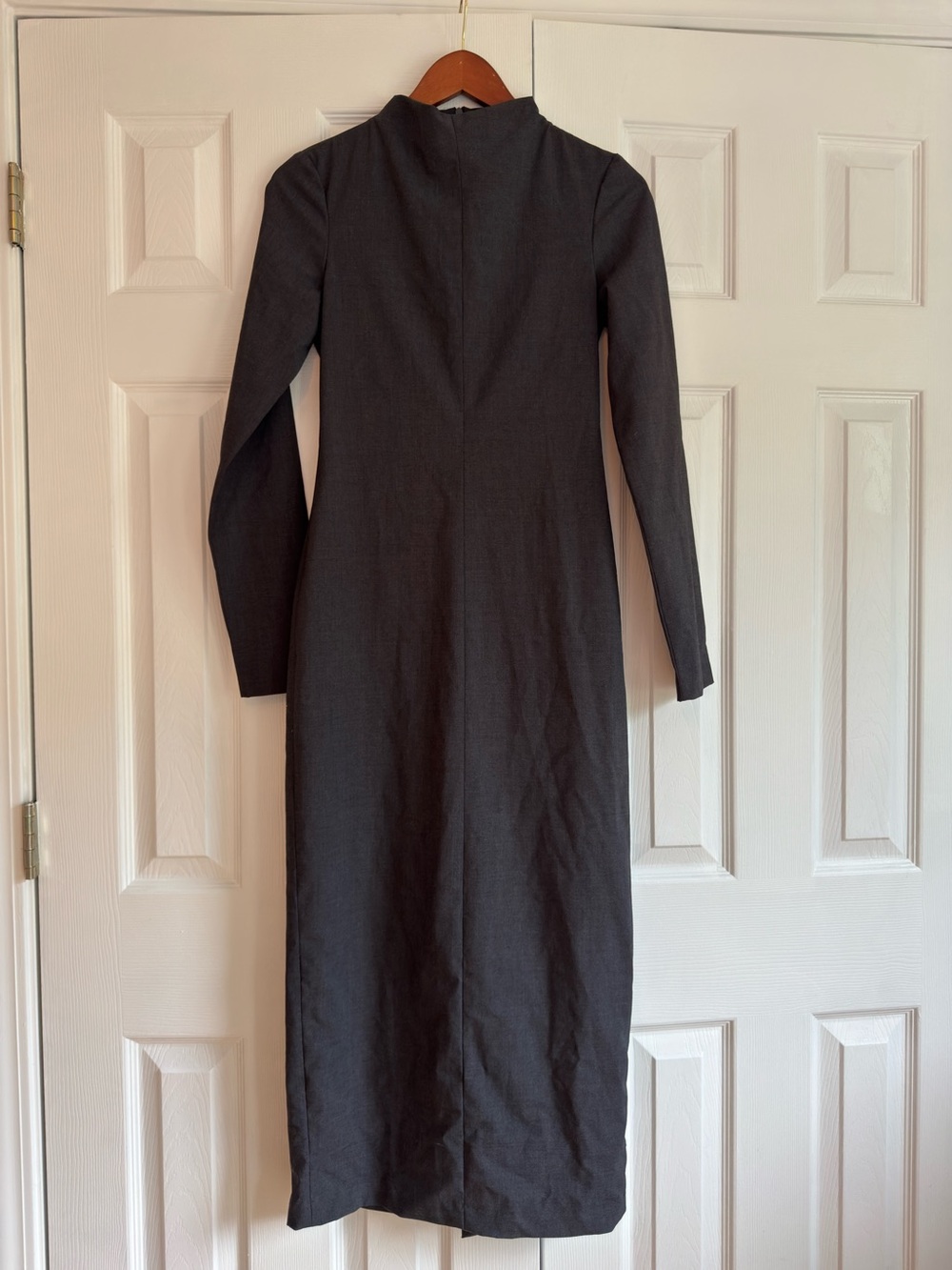 NWT Zara Classic Long Sleeve Charcoal Suit Business Midi Dress Size XS